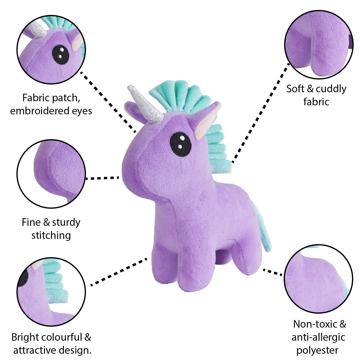 Furrendz Dazzling Unicorn 10'' Plush|Animal Character Soft Toy-Unicorn|Furry Plush|Soft & Anti Allergic Fabric|Safe For Kids|Rol