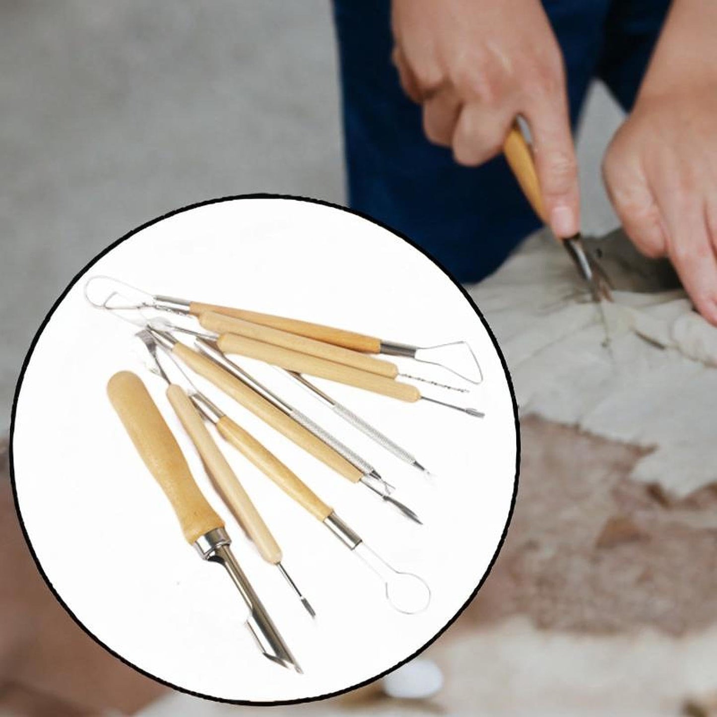 Merishopp 9Pcs Clay Sculpting Tools Wooden Handle Shaping Scraping Modeling Clay Tools Crafts | Sculpting, Molding & Ceramics | 