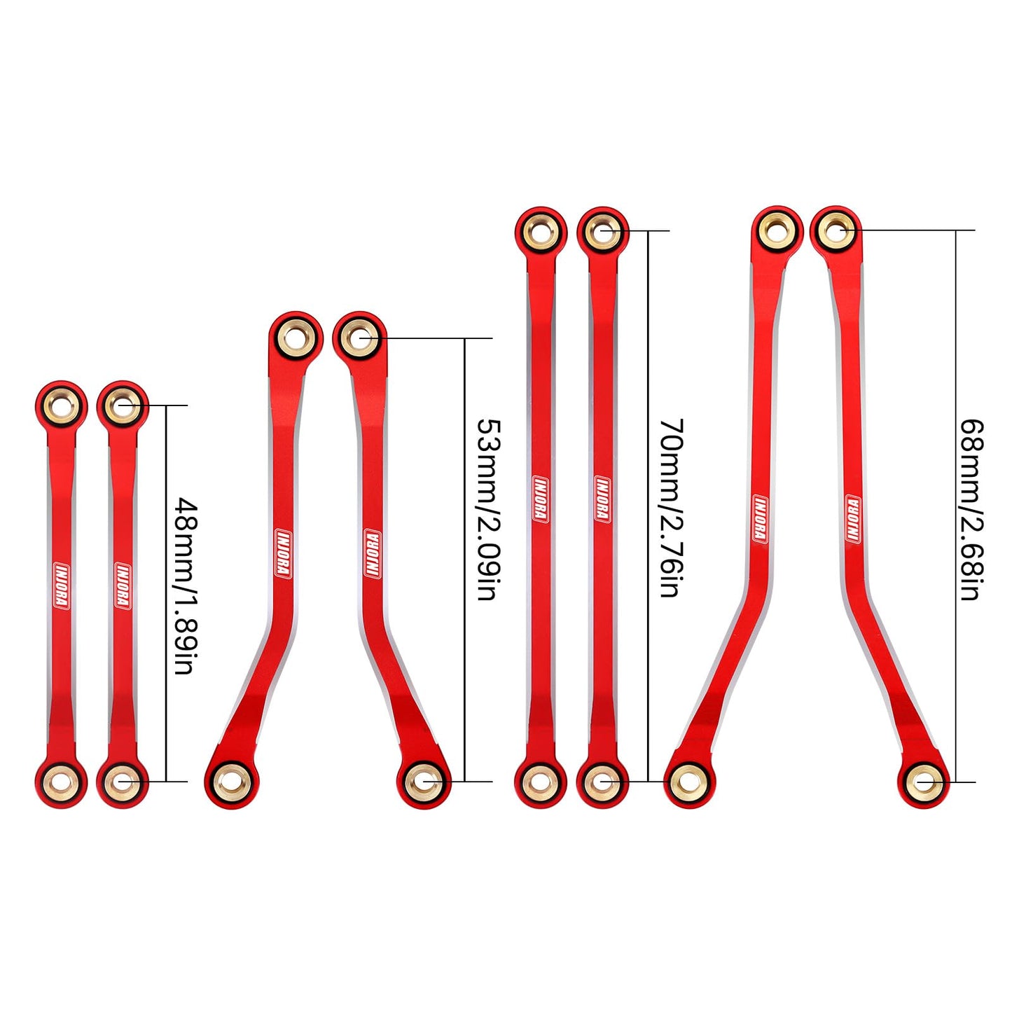 INJORA High Clearance Chassis Links CNC Aluminum Links Set for TRX4M Defender Bronco 1/18 Upgrade Parts (Red)