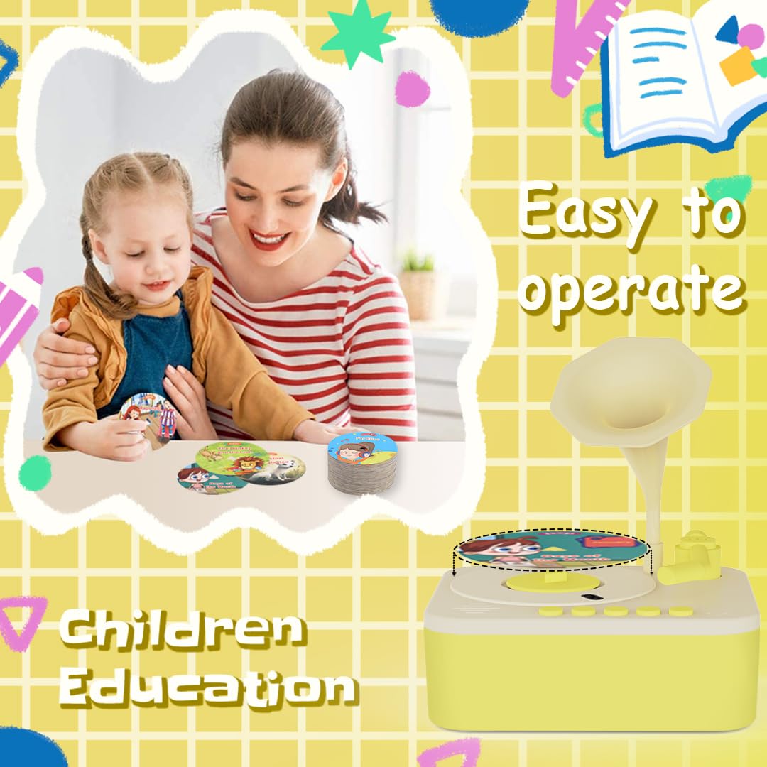 Retysaz Kids Phonograph With 96 Cards, Story Music Player For Kids 3-6 Musical Sensory Toy For Boy Girl,Toddler Audio Pre-Kinder