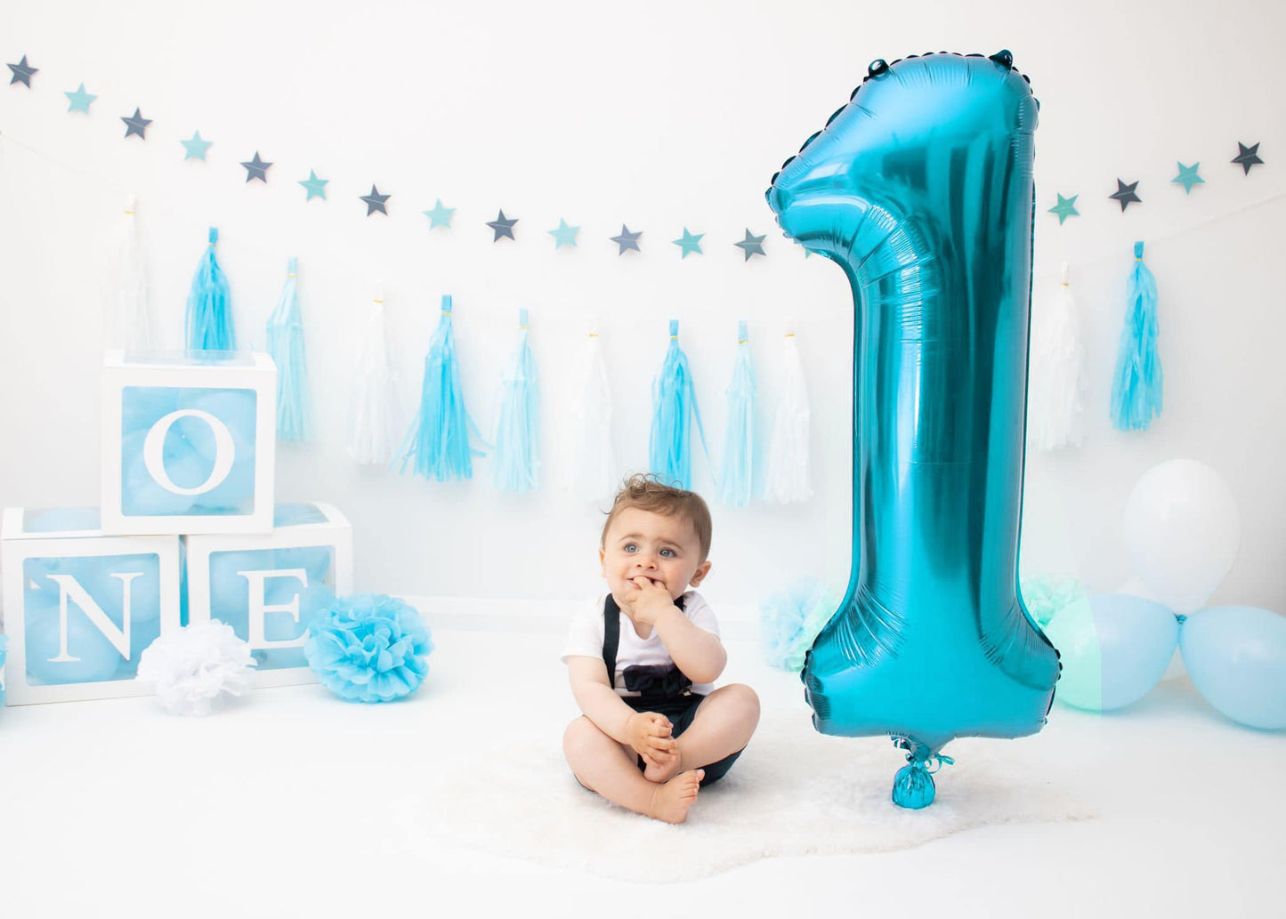 40 Inch Blue 1 Balloon For First Birthday, 1St Number Balloons Birthday Decorations For Girl Boy Kids Toddler Baby, One Giant Nu