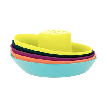 Boon Fleet Toy Boat Baby Bath Toys - Stacking Boat Toy Set For Bath Time Fun - Toddler And Baby Stacking Bathtub Toys With Drain Holes - 5 Count - Ages 10 Months And Up