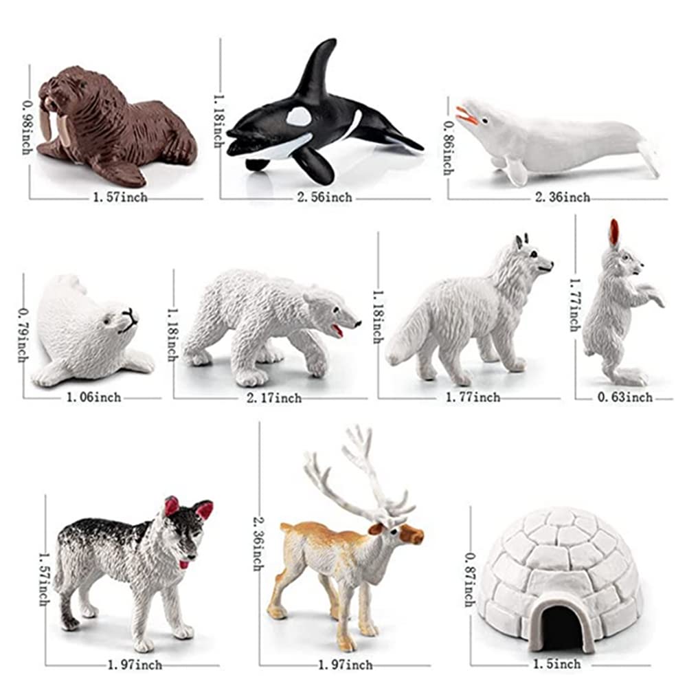 Natureman Mini Arctic Animals Toys Set 10Pcs Polar Animal Figurines Toy Play Setincludes Polar Bear Seal Reindeer Wolf Rabbit Ar