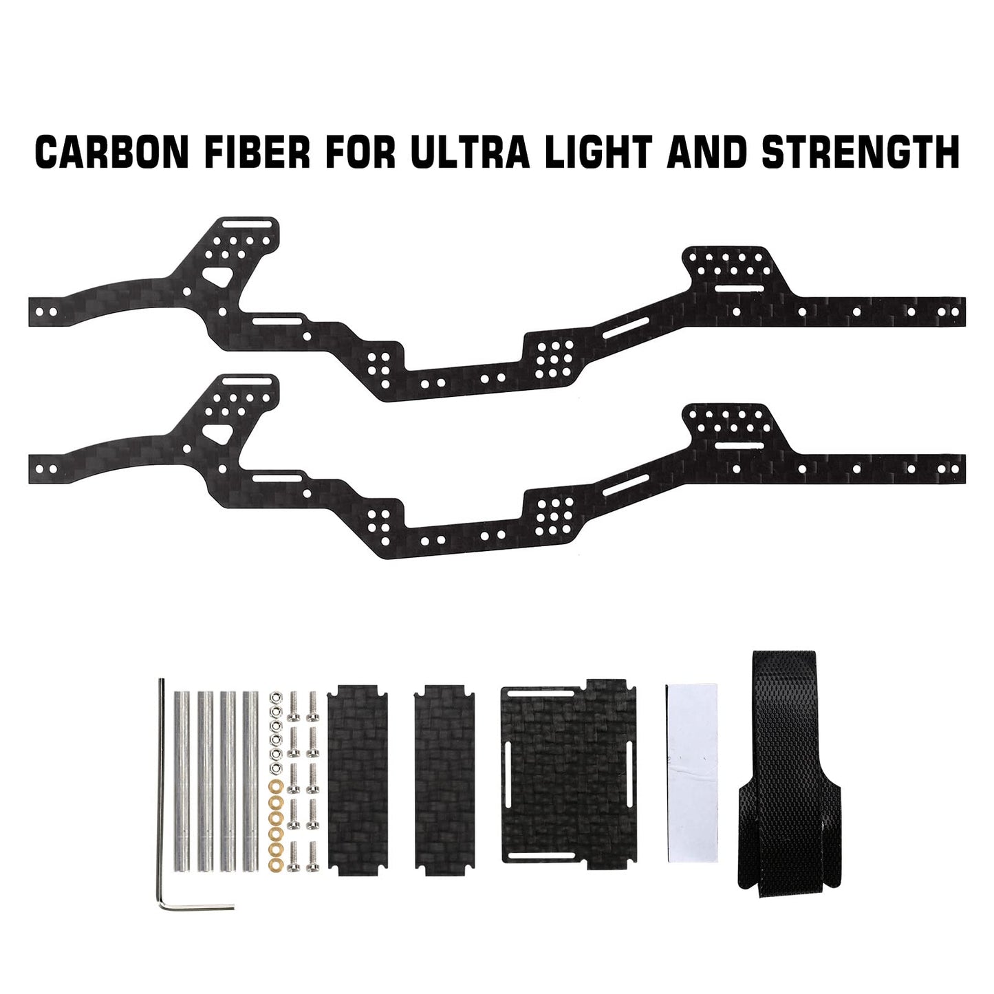 INJORA Carbon Fiber Chassis Kit Low Center of Gravity Frame Girder for Axial SCX24 Deadbolt JLU C10 Bronco 1/24 RC Crawler Upgra