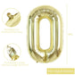 Toniful 40 Inch Light Gold Large Numbers Balloon 0-9 Birthday Party Decorations,Foil Mylar Big Number 0 Balloon Digital 0 For Bi