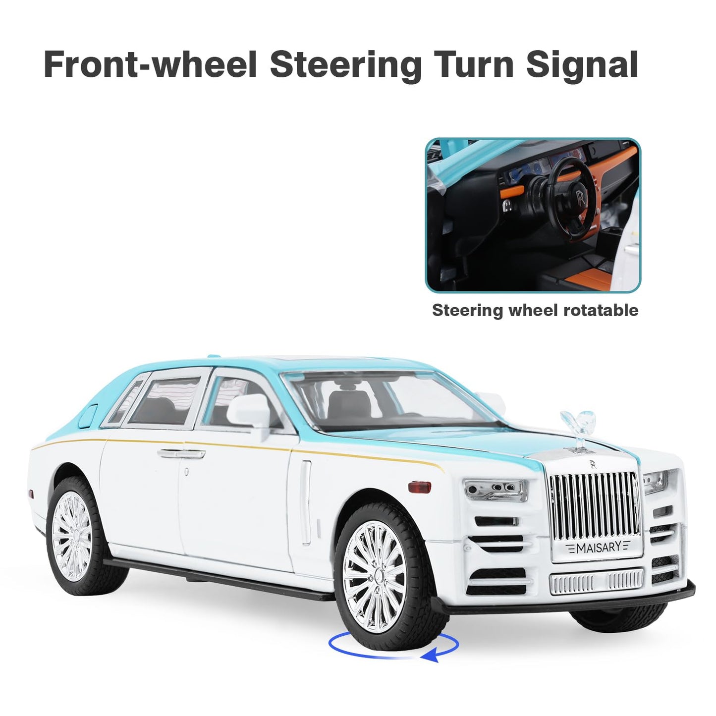 Toy Model Rolls Royce Phantom Car Toy for Boys, 1:22 Diecast Metal Model Pull Back Toy Car Phantom with Sound and Light, Gift To