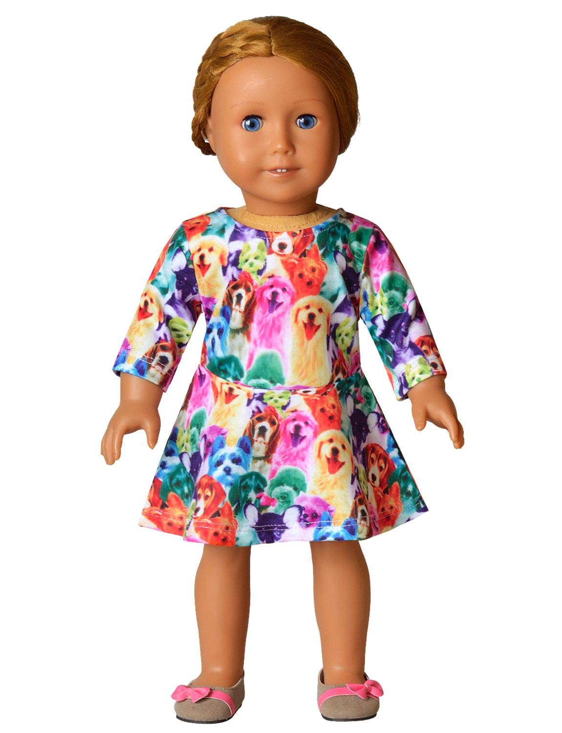 Rainbow Dog Dresses Matching Doll&Girls Long Sleeve Birthday Gifts 4T 5T