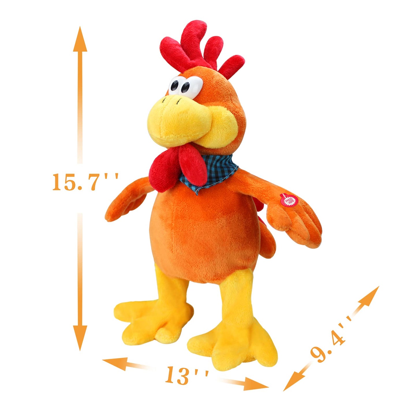 Sdenow Musical Squawking Chicken Stuffed Animal Walking Singing Waving Rooster Fun Electronic Interactive Animation Plush Toys G