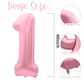 40 Inch Pink Number 1 Balloons, Large 1 Balloon Number Pink Foil Number Balloons, Light Pink 1st Mylar Birthday Balloons for Gir