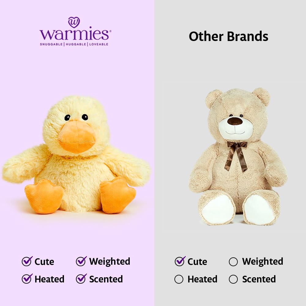 warmies Duck Microwavable Weighted Stuffed Animal Plushie - Yellow, 1 Count, Soft Polyester for Warmth & Comfort