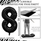 Goer Black Foil Balloons Number 8,Huge Number Balloons For 8Th 18Th 28Th 38Th 48Th Birthday Party Supplies Anniversary Decorations (3 Pcs,42 Inch,32 Inch,16Inch)