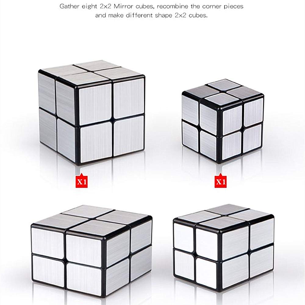 Liangcuber Qy Toys Mirror Cube 2X2 Speed Cube 2X2X2 Mirror Blocks Shaped Puzzle Silver Version