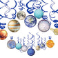 HADEEONG Solar System Hanging Swirl Party Supplies - Space Themed Planets Birthday Banner for Boys Girls Kids - Happy Birthday P