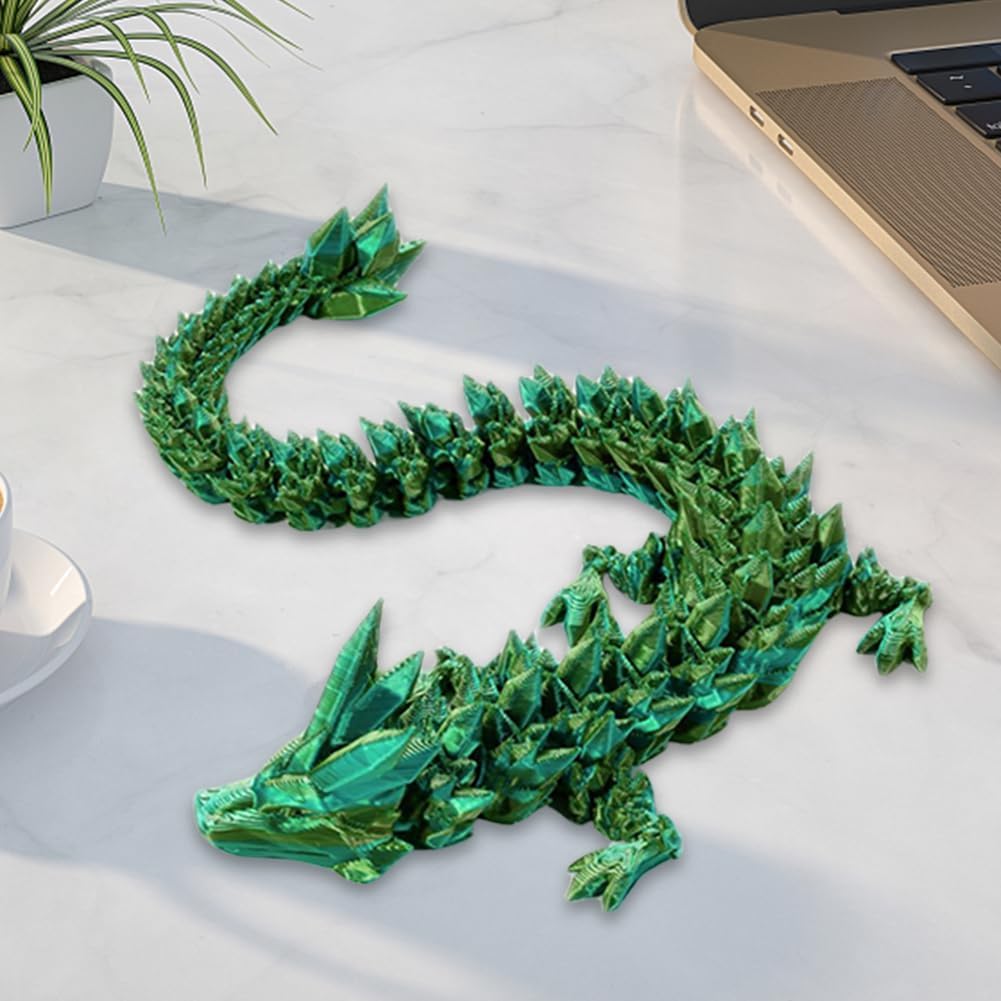 3D Printed Dragon Eggs with Dragon Inside - Fun Fidget Figurine Toys  Easter Basket Stuffers Surprise Mystery Crystal Printing Dragon Egg mature-themed Home Office Desk Decor Toy Gifts (Laser Yellow&Green)