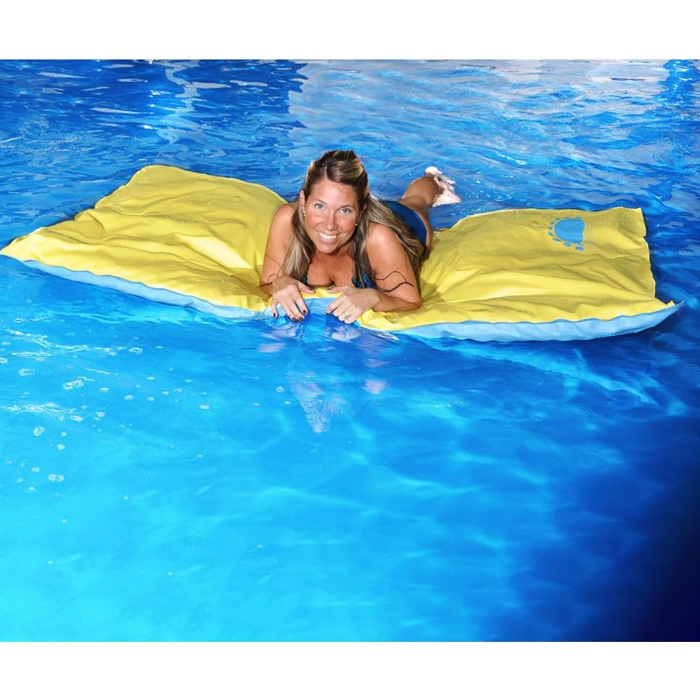 Aqua Select The Unsinkable Molly Brown Swimming Pool Float | Yellow/Blue Floating Pool Mattress | 72 x 40 Large Comfortable Mat 