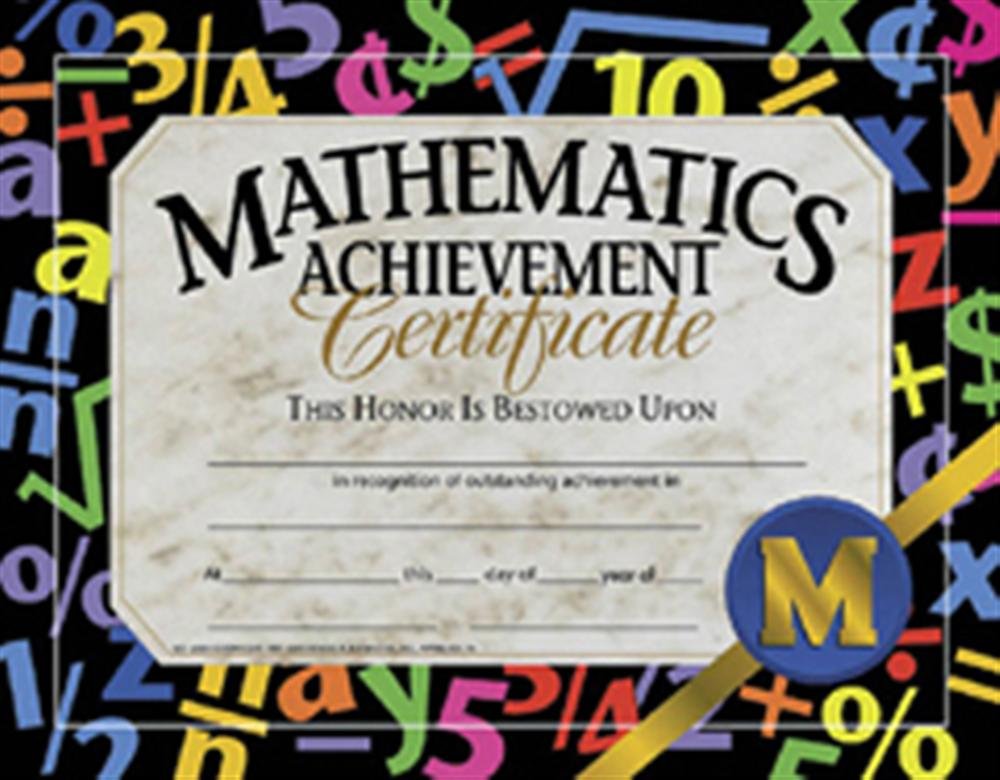 Hayes Mathematic Achievement Certificate, 8.5'' X 11'', Pack Of 30