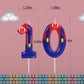 FAMGift Birthday Candle - Number 10 Wax Cake Topper, Red & Blue Cartoon Theme for Boys & Girls, Perfect for 10th Birthday Party Decorations