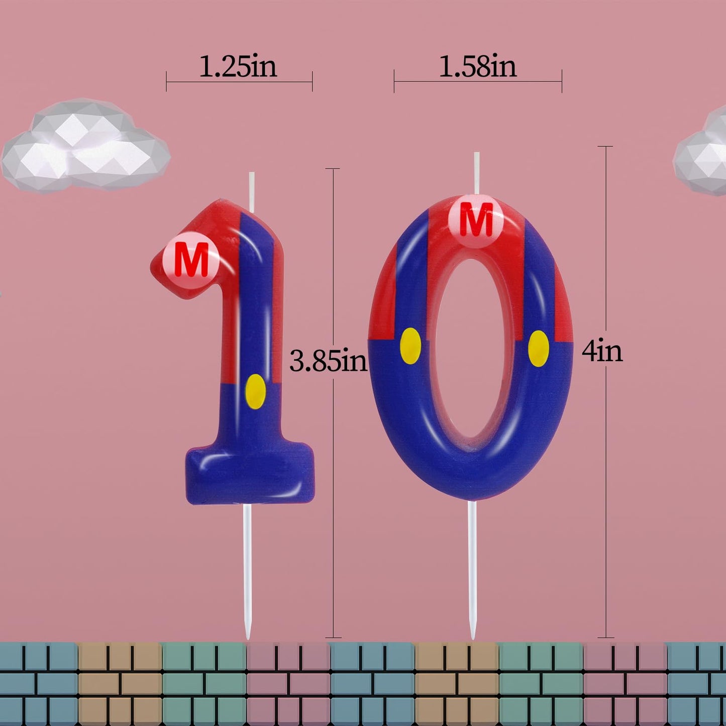 FAMGift Birthday Candle - Number 10 Wax Cake Topper, Red & Blue Cartoon Theme for Boys & Girls, Perfect for 10th Birthday Party Decorations