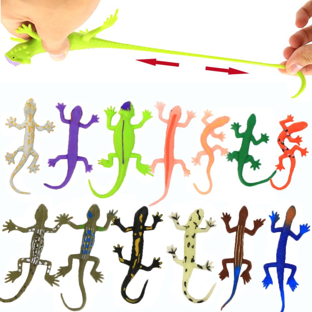 8 Pcs Mini Lizards Toys For Kid, Realistic Rubber Lizard Set, Super Stretches Material Tpr With Bag Lizard Figure Bathtub Toy Iguana Chameleon Dragon