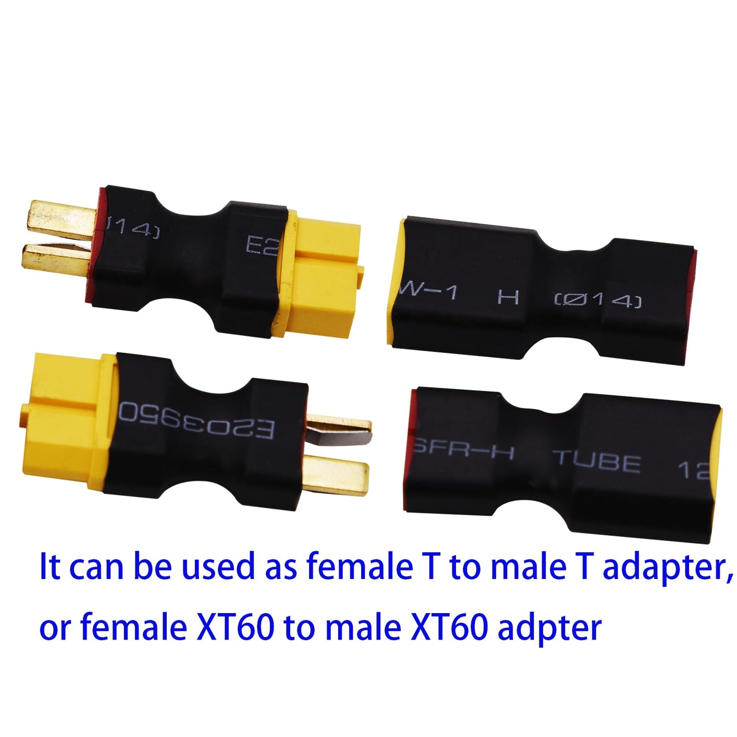 Blomiky 2 Pack Male T to Male XT60 and 2 Pack Female T to Female XT60 Plug Adapter Convertor for RC Truck Drone Vehicle Battery/