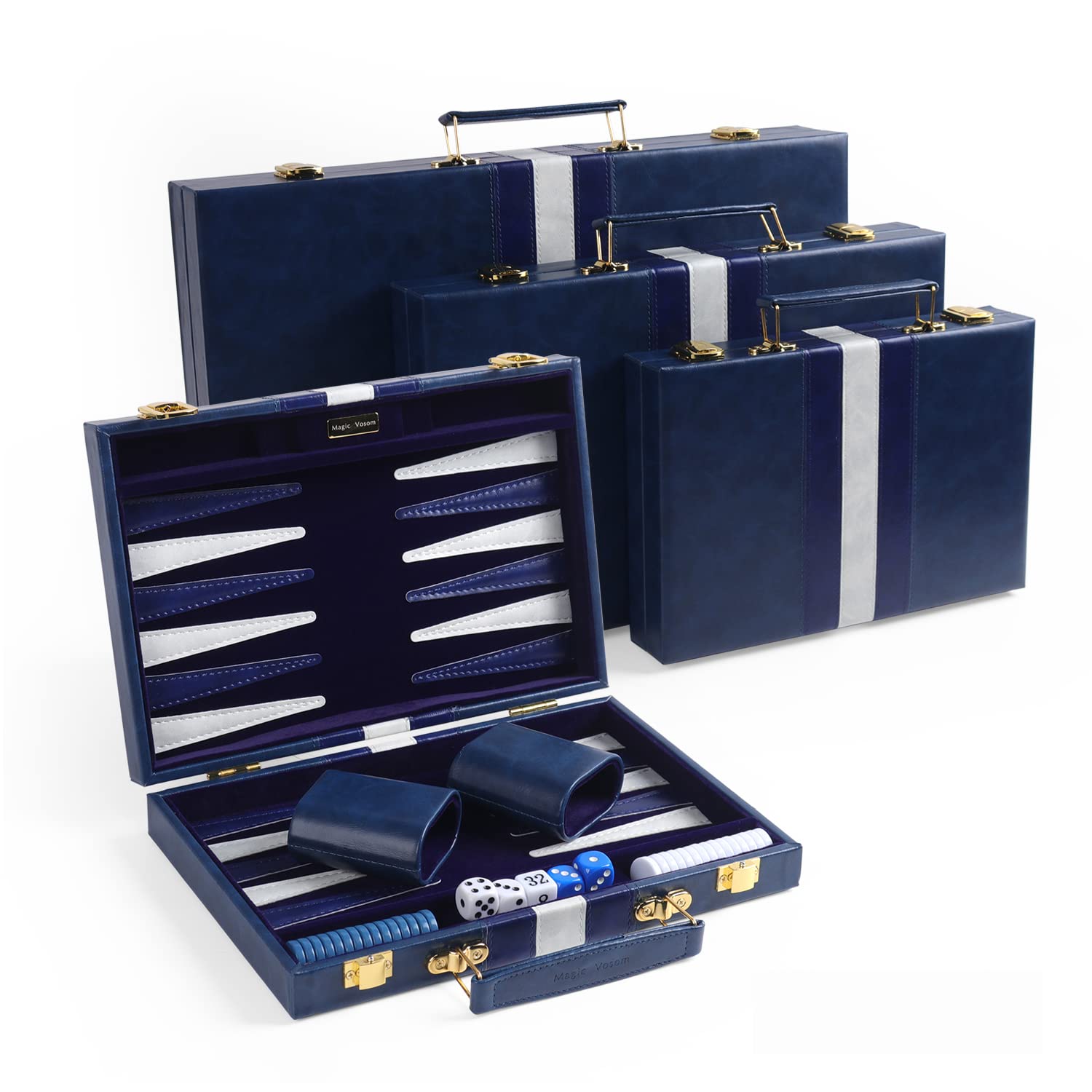 Magic Vosom Travel Small 11 Inch Backgn Blue Sets Classic Board Game with enhanced Leather Case  Portable Travels Strategy Backgn Game Set for mature-themeds  Kids (Blue  Small)