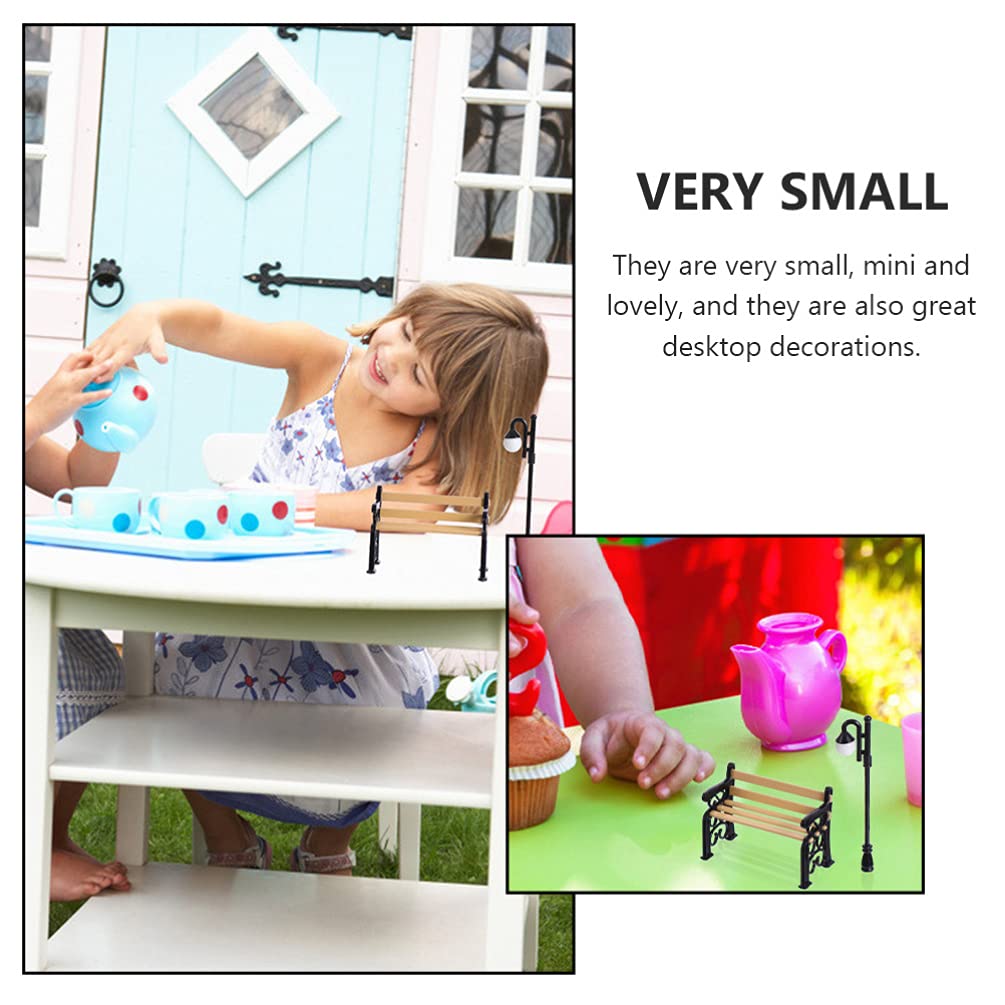 Balacoo Dollhouse Miniature Street Lights Bench Mini Street Lamps Post Lights Pathway Lantern Markers Dollhouse Streetlights Mod