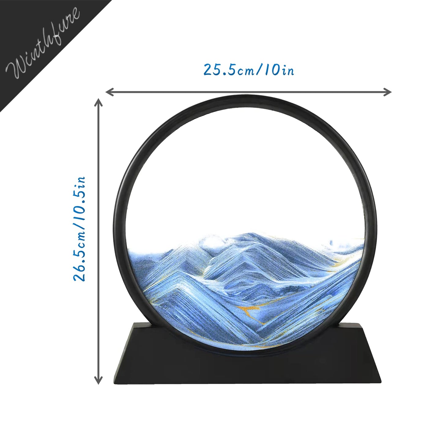 Winthfure Moving Sand Art Picture-3D Deep Sea Sandscape In Round Glass Flowing Sand Frame, Large Desktop Sand Art Toys, Relaxing