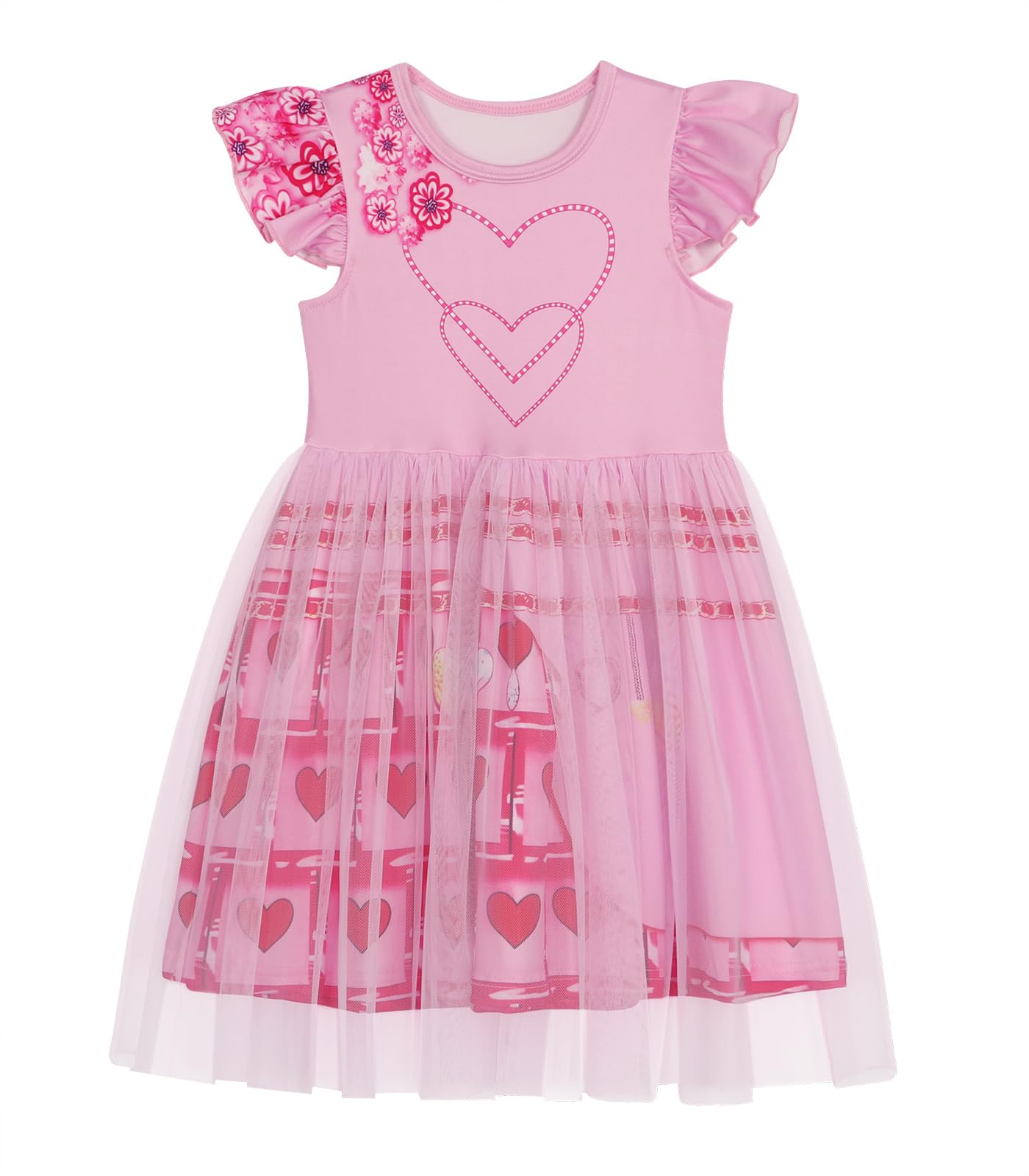 Wonderbabe Descendants Bridget Costume For Girls Kids Princess Rise Red Pink Heart Dress Halloween Dress Up Outfits Size 2-3T