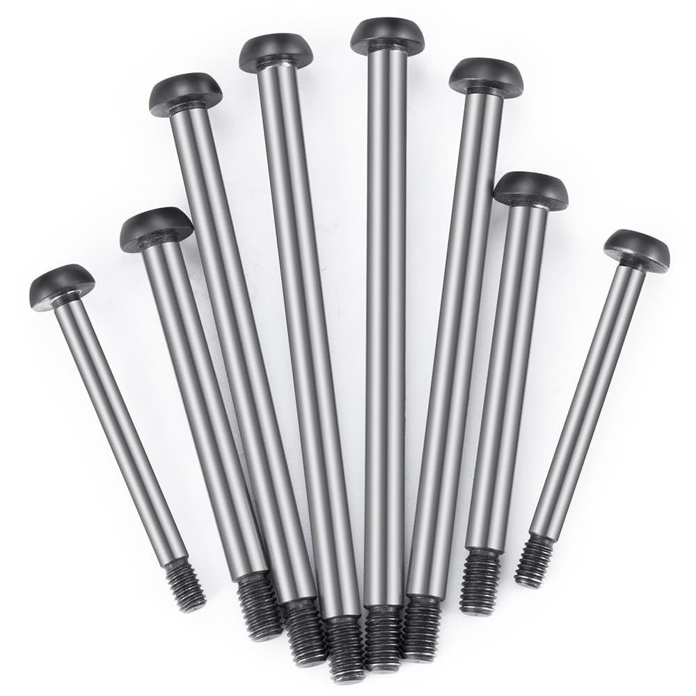 JGGZONE Polished Steel Lock-nut Style Hinge-Pin Threaded Hinge Pins Set Compatible with for 1/10 Traxxa Slash 2WD Hoss Rustler V
