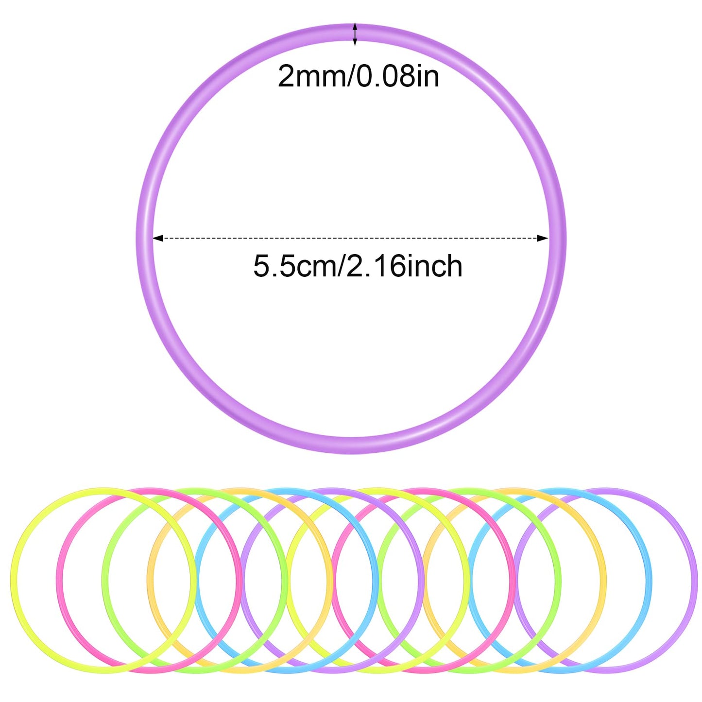Sratte 300 Pcs Silicone Jelly Bracelets Bulk Rainbow Glow Neon Stretchable 80S Bracelets Multicolor Accessories Bands Hair Ties