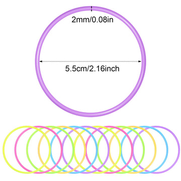 Sratte 300 Pcs Silicone Jelly Bracelets Bulk Rainbow Glow Neon Stretchable 80S Bracelets Multicolor Accessories Bands Hair Ties