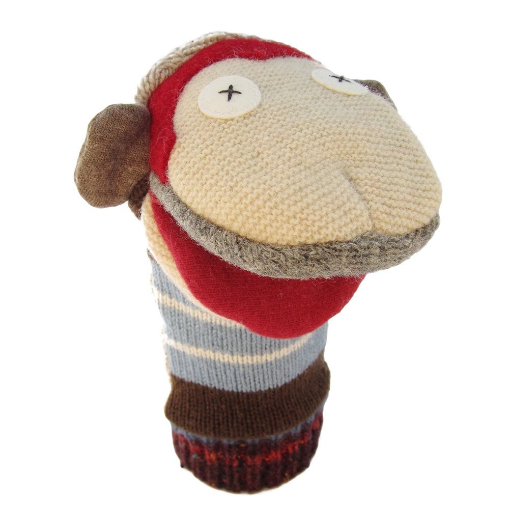 Cate & Levi - Hand Puppet - enhanced Reclaimed Wool - Handmade in Canada - Machine Washable (Monkey)