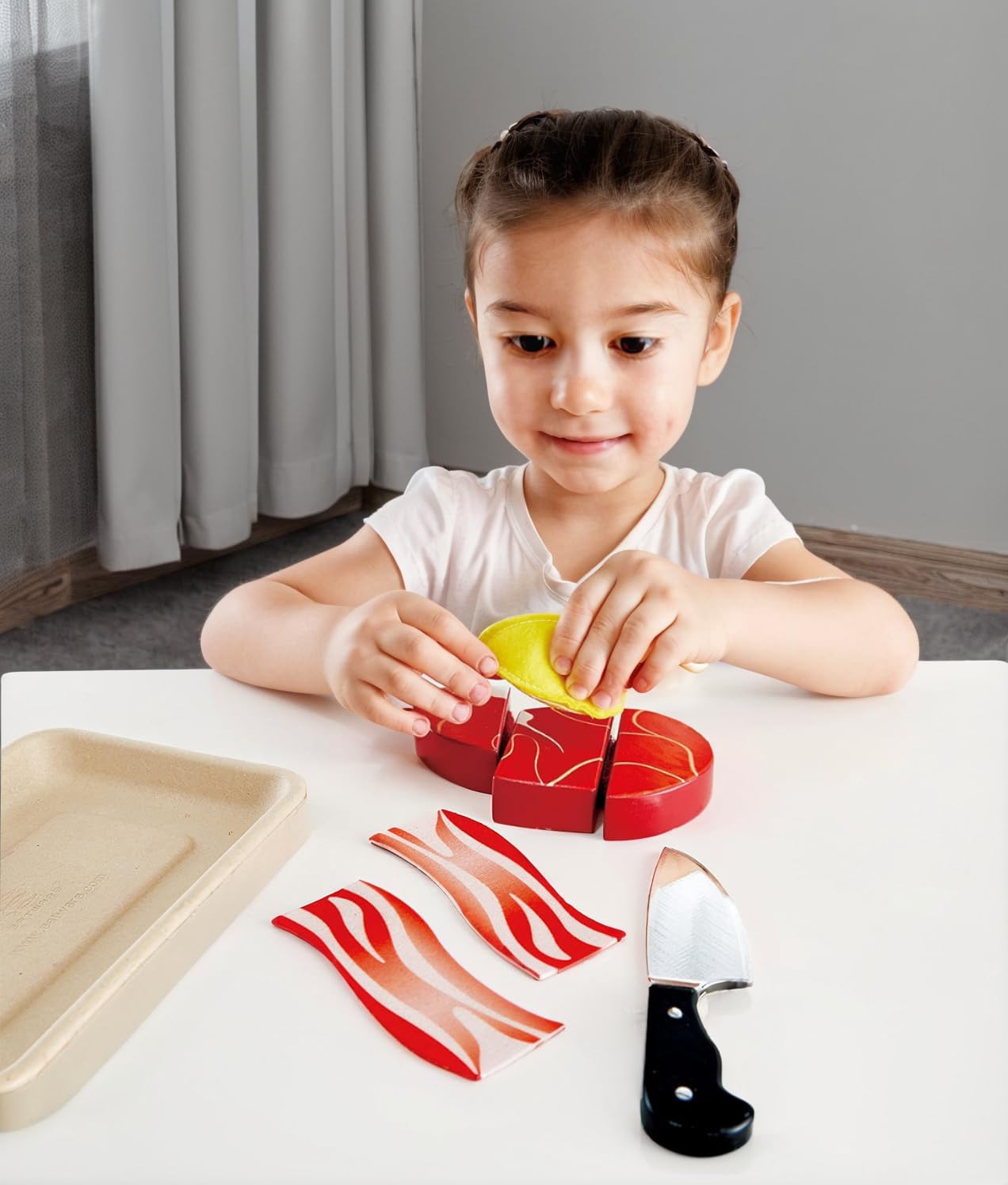 Hape Tasty Proteins Set | Wooden Pretend Play Food Set for Kids, Basic Play Cooking Ingredients and Accessories Set, Multicolor