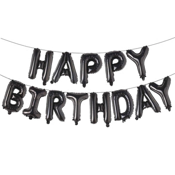 16 Inch Black Happy Birthday Aluminum Foil Letters Balloons Birthday Balloons Banner Sign For Men Women Kids Birthday Party Deco