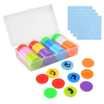 100 Pcs 1 Inch Dry Erase Tokens Game Tokens Set Dry Erase with A Storage Box and 4 Wipes Reusable Game Discs for Tabletop Games DIY Plastic Learning Counters Chips 1 Inch