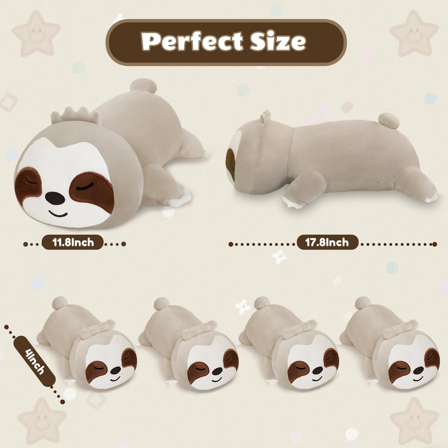 Sqeqe Sloth Stuffed Animals With Babies Inside 5-Piece Set Of Sloth Mommy And Babies Plush Cuddly Stuffed Animals Toys For Kids,