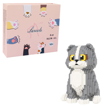 Larcele Cat Micro Building Blocks Animal Set, Diy Mini 3D Building Toy Bricks Kit,985 Pieces Kljm-05 (Scottish Fold)