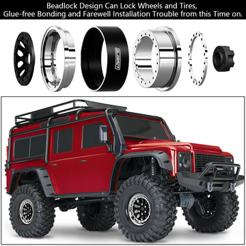GLOBACT Aluminum 1.9 Inch Beadlock Wheels Adjustable Offset for 1/10 TRX4 TRX6 Axial SCX10 I II III 90046 AXI03007 Redcat GEN7 G