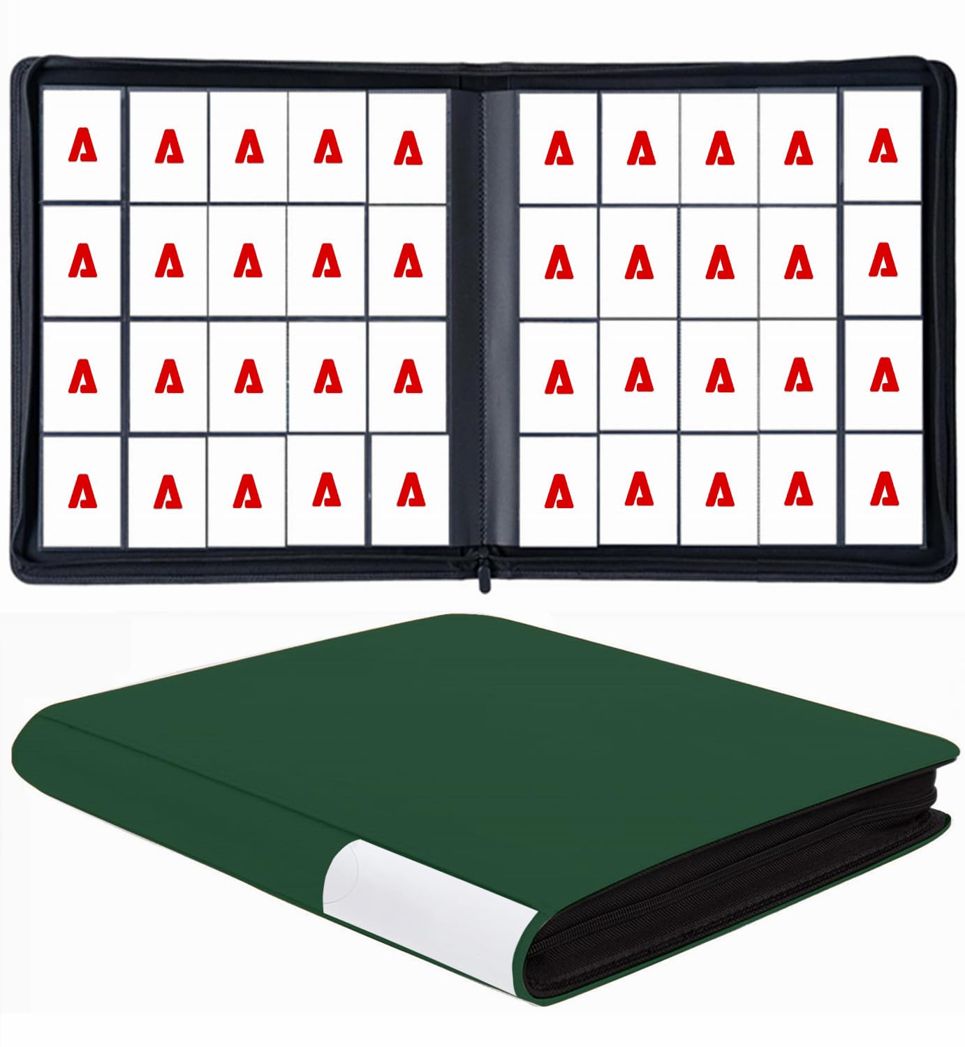 20 Pockets Card Binder  Trading Card Binder  enhanced Side Loading TCG Card  1280+ Card Collection Binder for MTG  Yugi  Hoke Cards and Cards Sleeve  Card Holder Binders (20Pockets-Green)