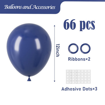 Voircoloria Navy Blue Balloons, 66Pack 12Inch Dark Blue Latex Party Balloons For Graduation, Wedding, Birthday, Baby Shower, Gen
