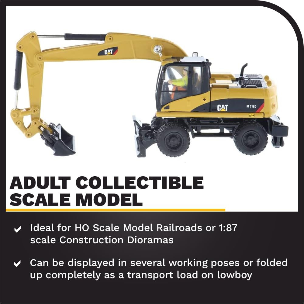 Cat Caterpillar M318D Wheeled Excavator With Operator ''High Line'' Series 1/87 (Ho) Scale Diecast Model By Diecast Masters