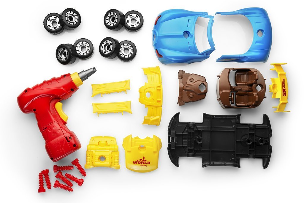 Play22 Take Apart Racing Car Set - 30 Pcs, Drill & Engine Sounds, STEM Building Toys for Kids 3+ Years, Multicolor