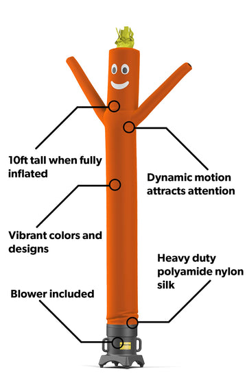 LookOurWay Air Dancers Inflatable Tube Man Set - 10ft Tall Wacky Waving Inflatable Dancing Tube Guy with 12-Inch Diameter Blower for Business Promotion - Orange