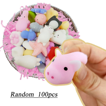 100 Pcs Mochi Toy, Random Squishy Fidget Toys, Soft Cute Animal Stress Relief Squishies Toys For Kids Party Favors, Classroom Pr