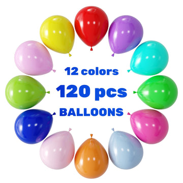 Voircoloria 120Pcs Colorful Balloons 12Inch Rainbow Latex Balloons For Boys Girls Birthday Baby Shower Gender Reveal Wedding Dec