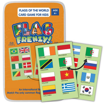Flag Frenzy Combo Pack For Kids Birthday Party - Set Of 5 Flag Matching Geography Toy Stem Card Game For Boys Girls Ages 5 To 14