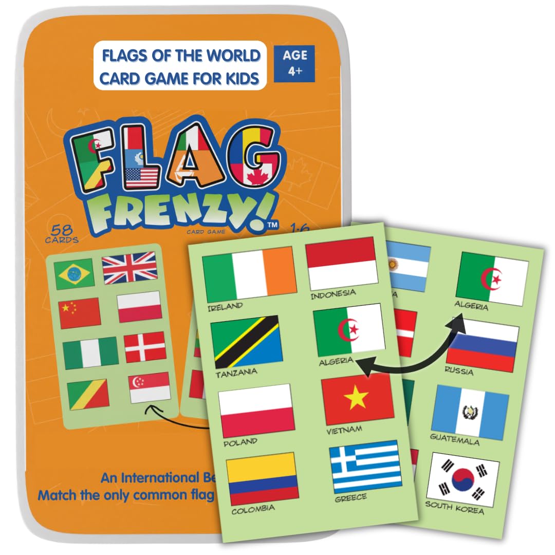 Cocomoco Kids Flag Frenzy Card Game For Kids - Flags Of The World Flash Cards Learn Geography Educational Toy Birthday Return Gi