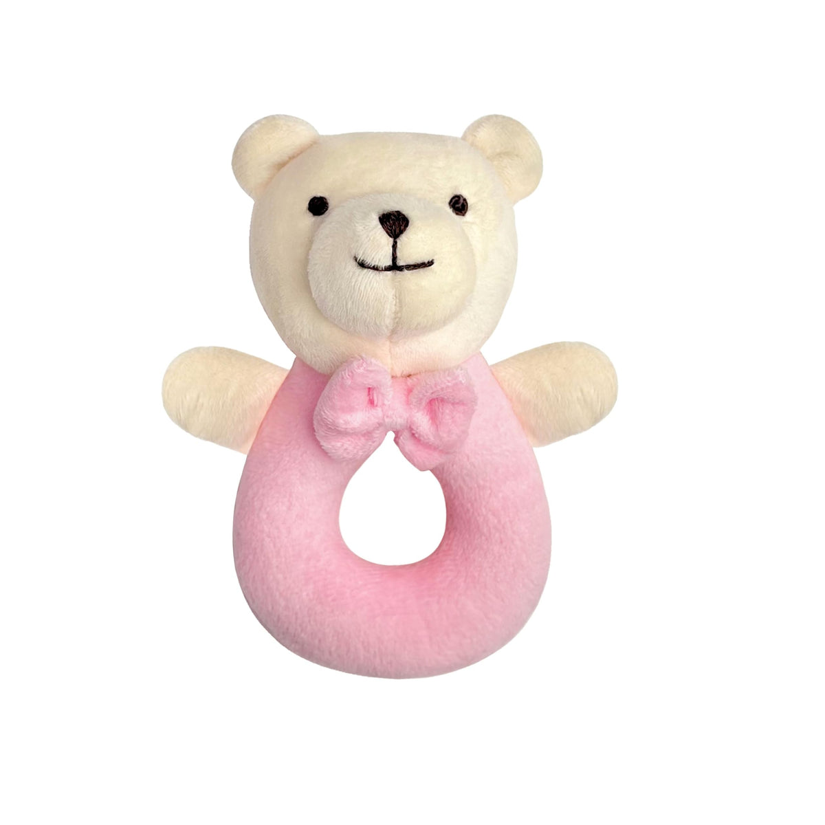 abracadabra Polyester Ring Rattle Toy For Newborns & BabiesDevelops Sight, Sound & Motor Skills (024 Months, Bear Pink, 14 X 1