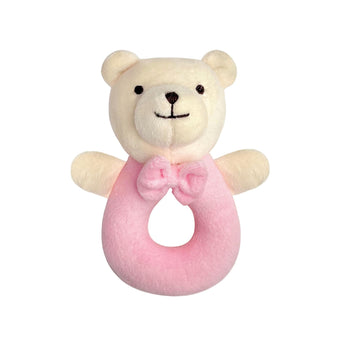 abracadabra Polyester Ring Rattle Toy For Newborns & BabiesDevelops Sight, Sound & Motor Skills (024 Months, Bear Pink, 14 X 1