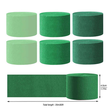 AIM & GGKK Green and Light Green Crepe Paper Streamers 1.8 Inch Widening 6 Rolls Party Streamer Festival Party Decorations,a rol